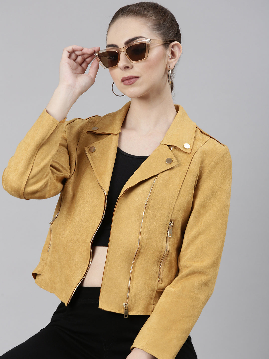 Women Mustard Solid Tailored Jacket