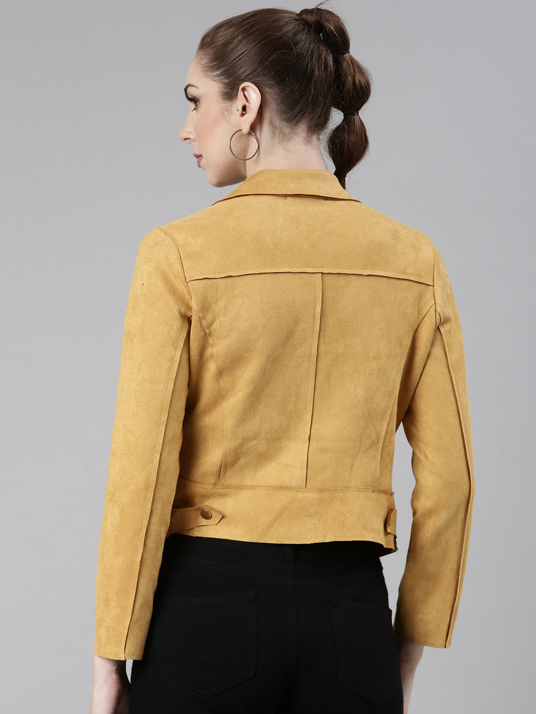 Women Mustard Solid Tailored Jacket