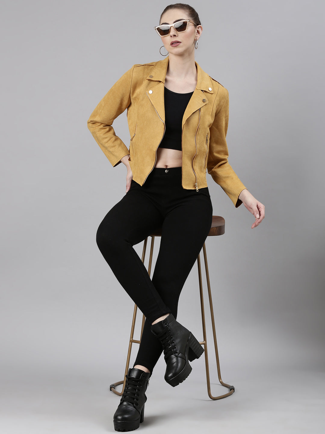 Women Mustard Solid Tailored Jacket