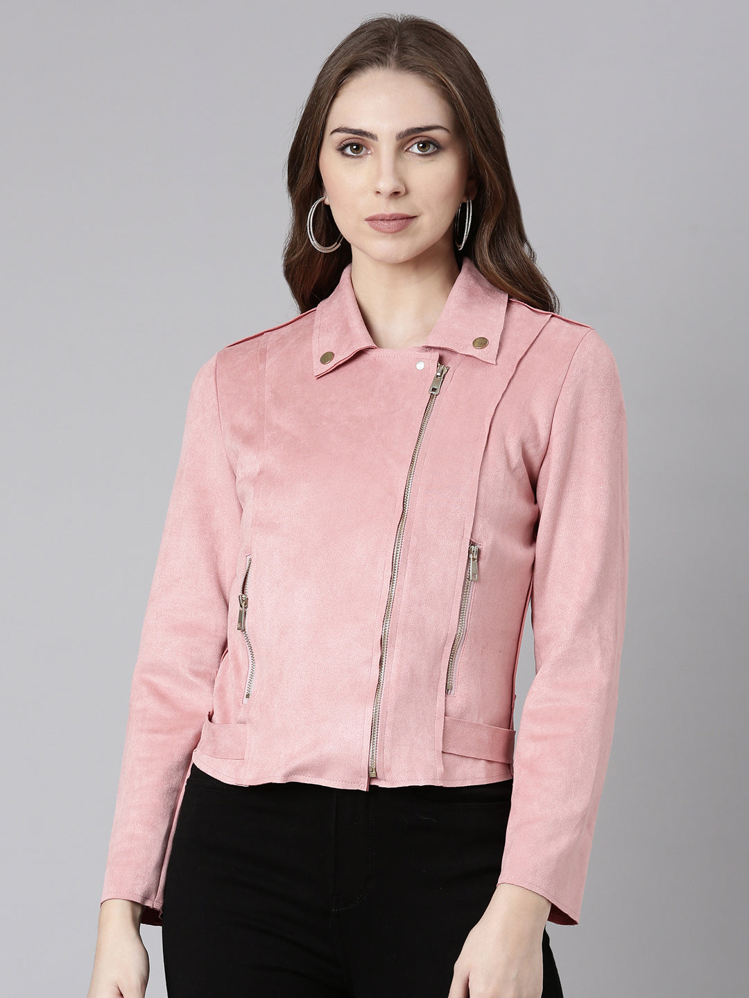 Women Pink Solid Tailored Jacket