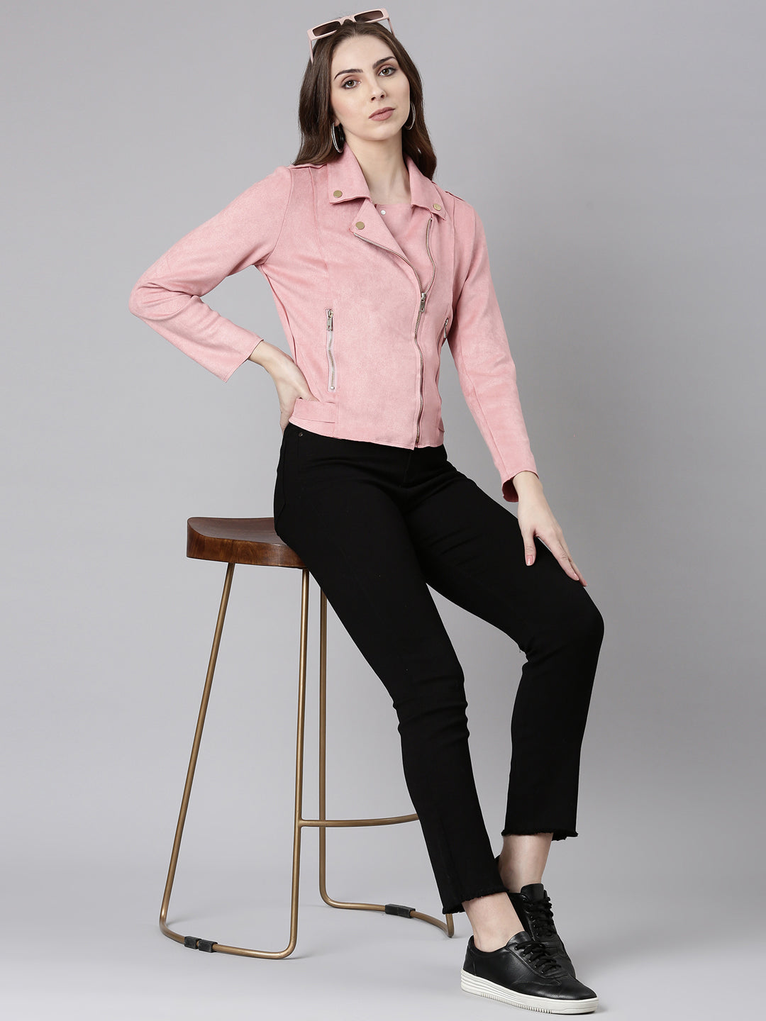 Women Pink Solid Tailored Jacket