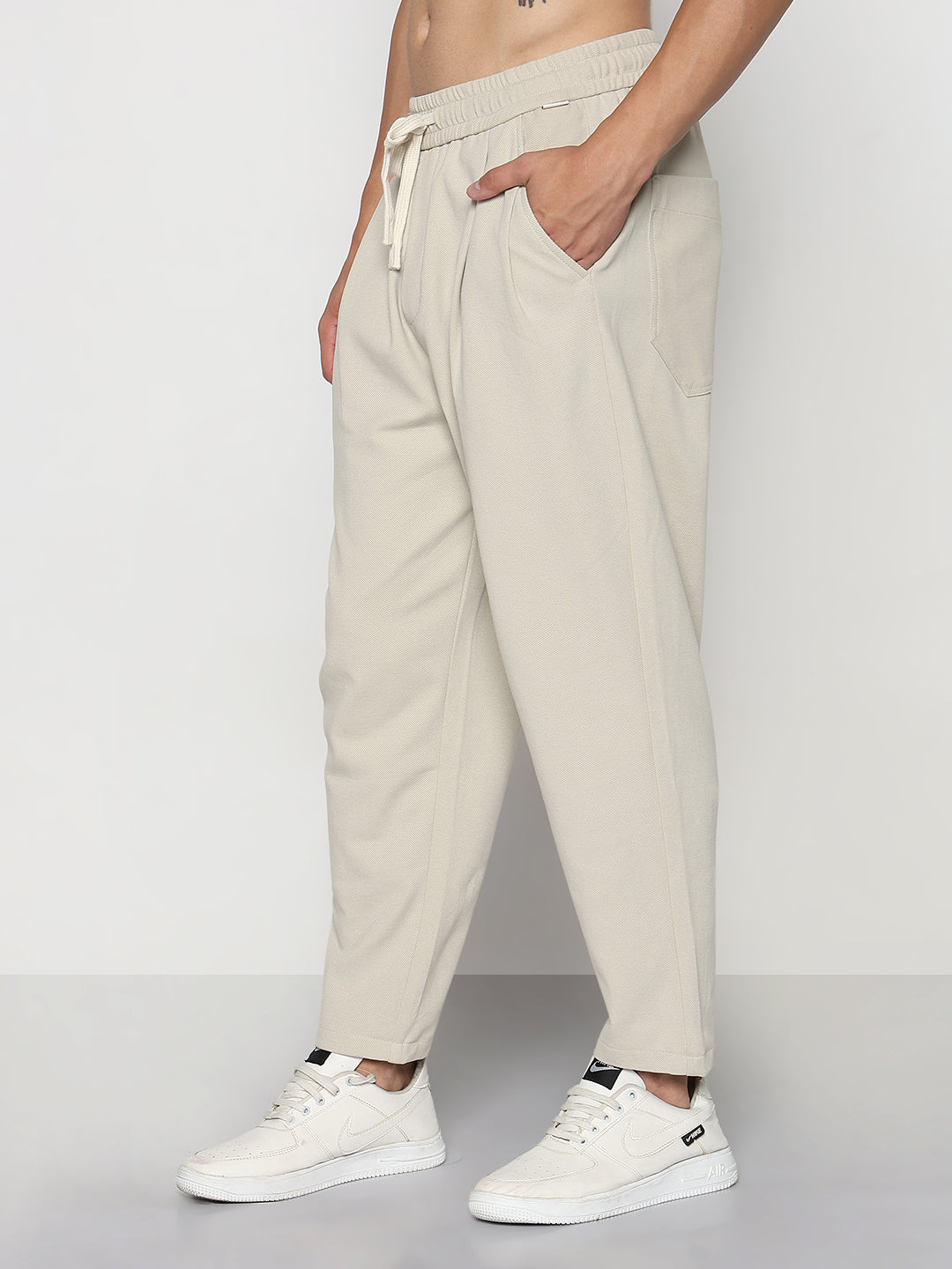 Men's Cream Relaxed Fit Trouser