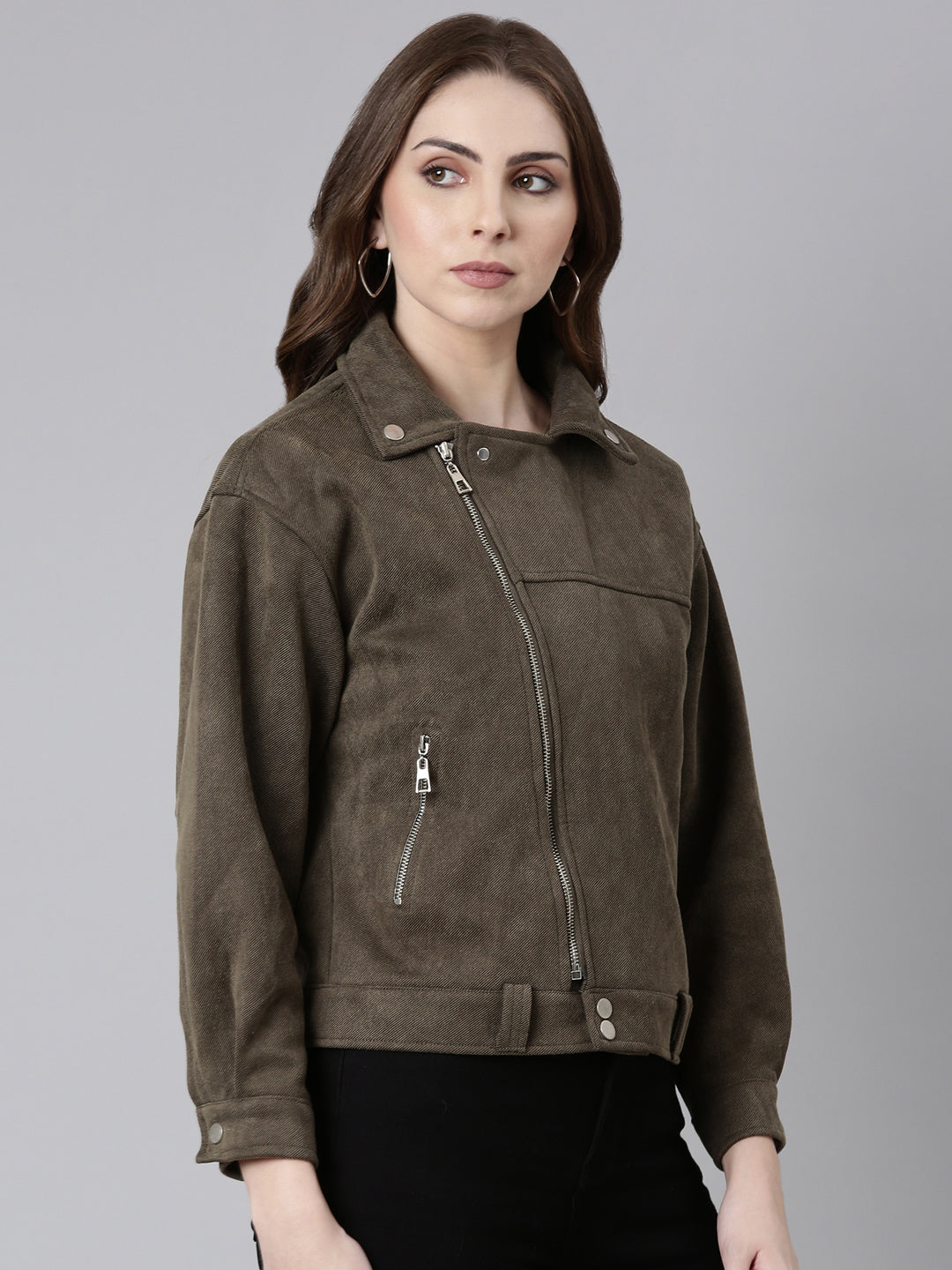 Women Olive Solid Tailored Jacket