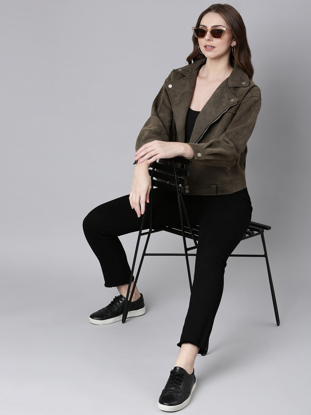 Women Olive Solid Tailored Jacket