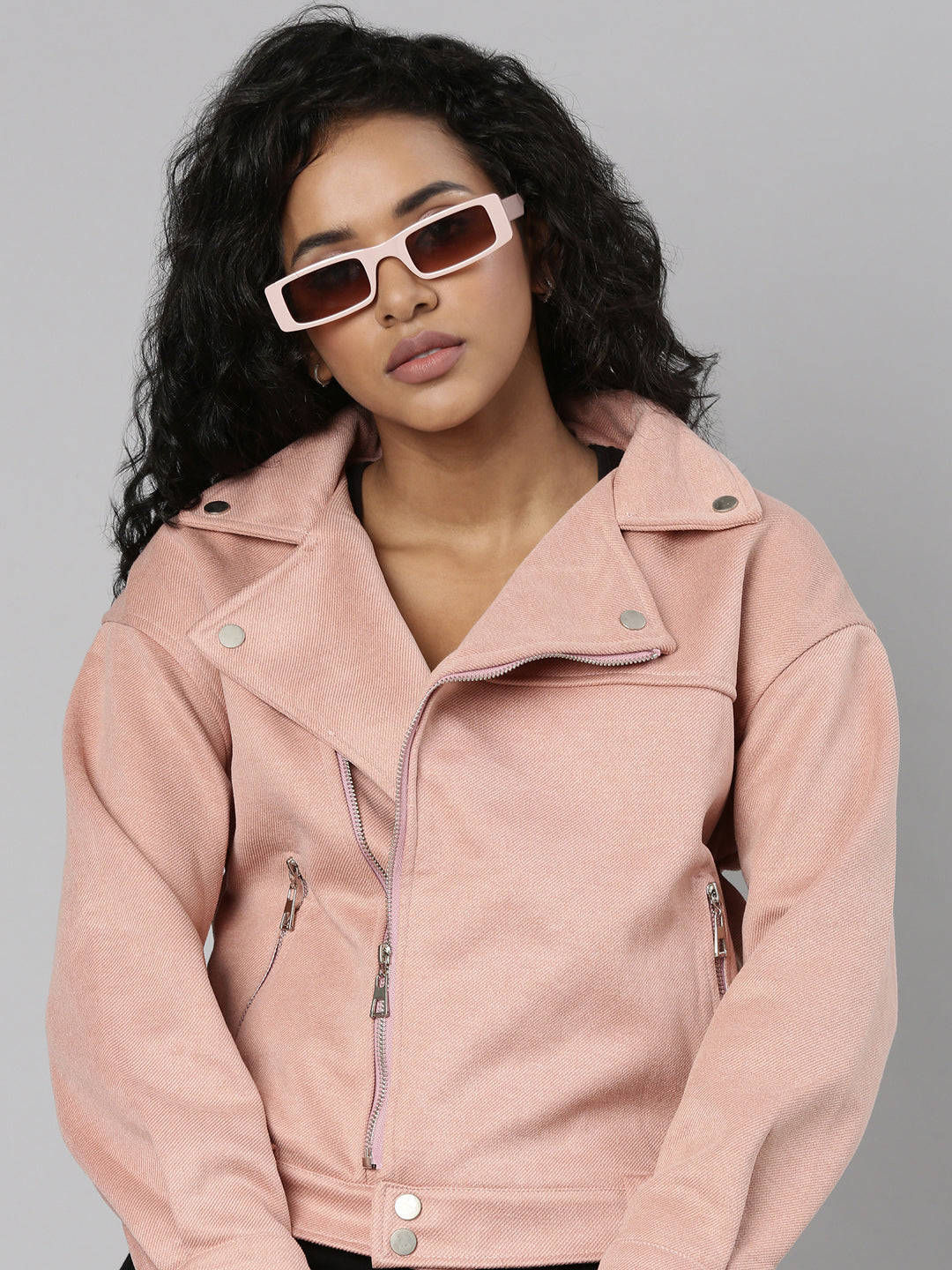 Women Peach Solid Tailored Jacket