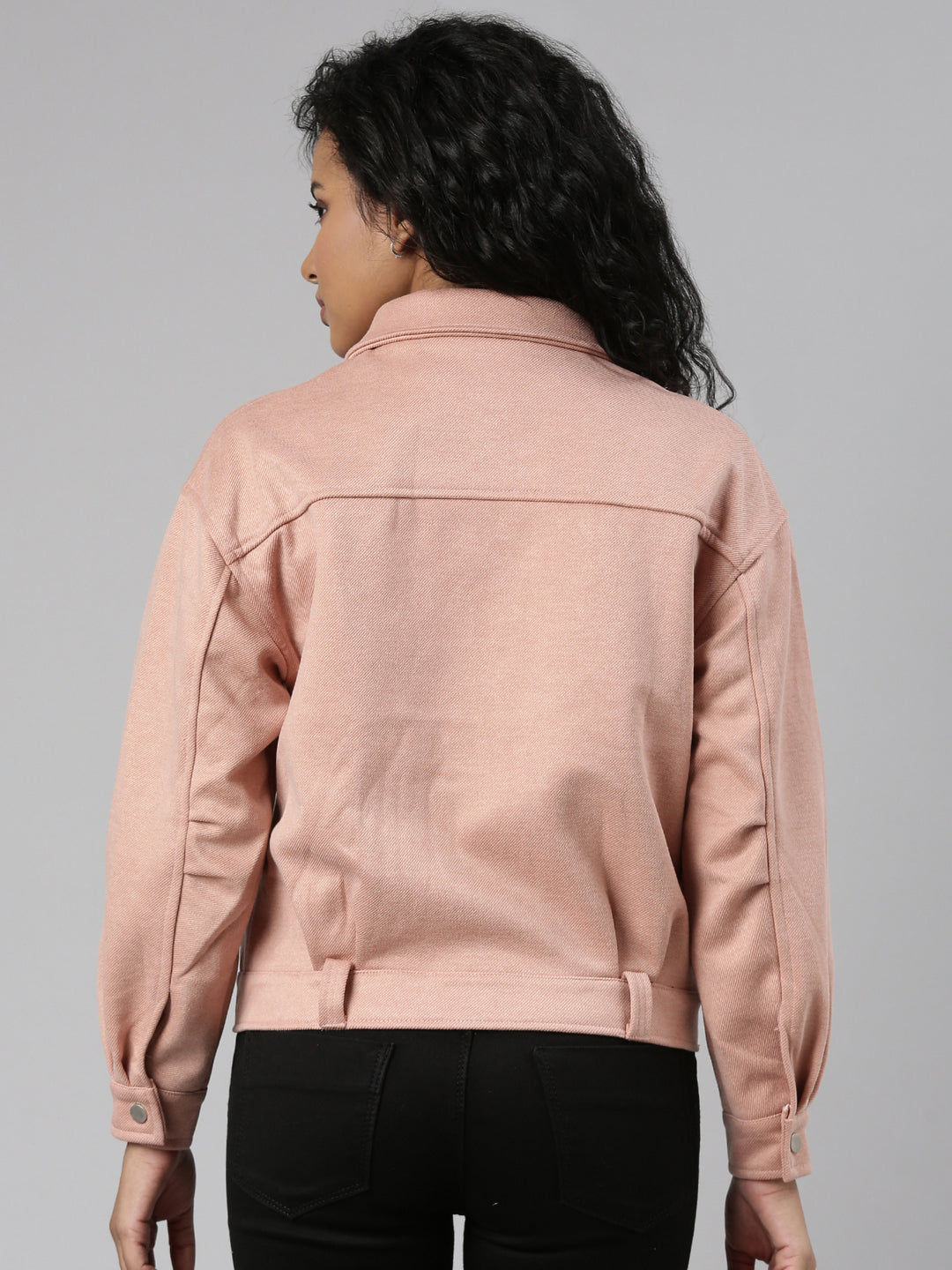 Women Peach Solid Tailored Jacket