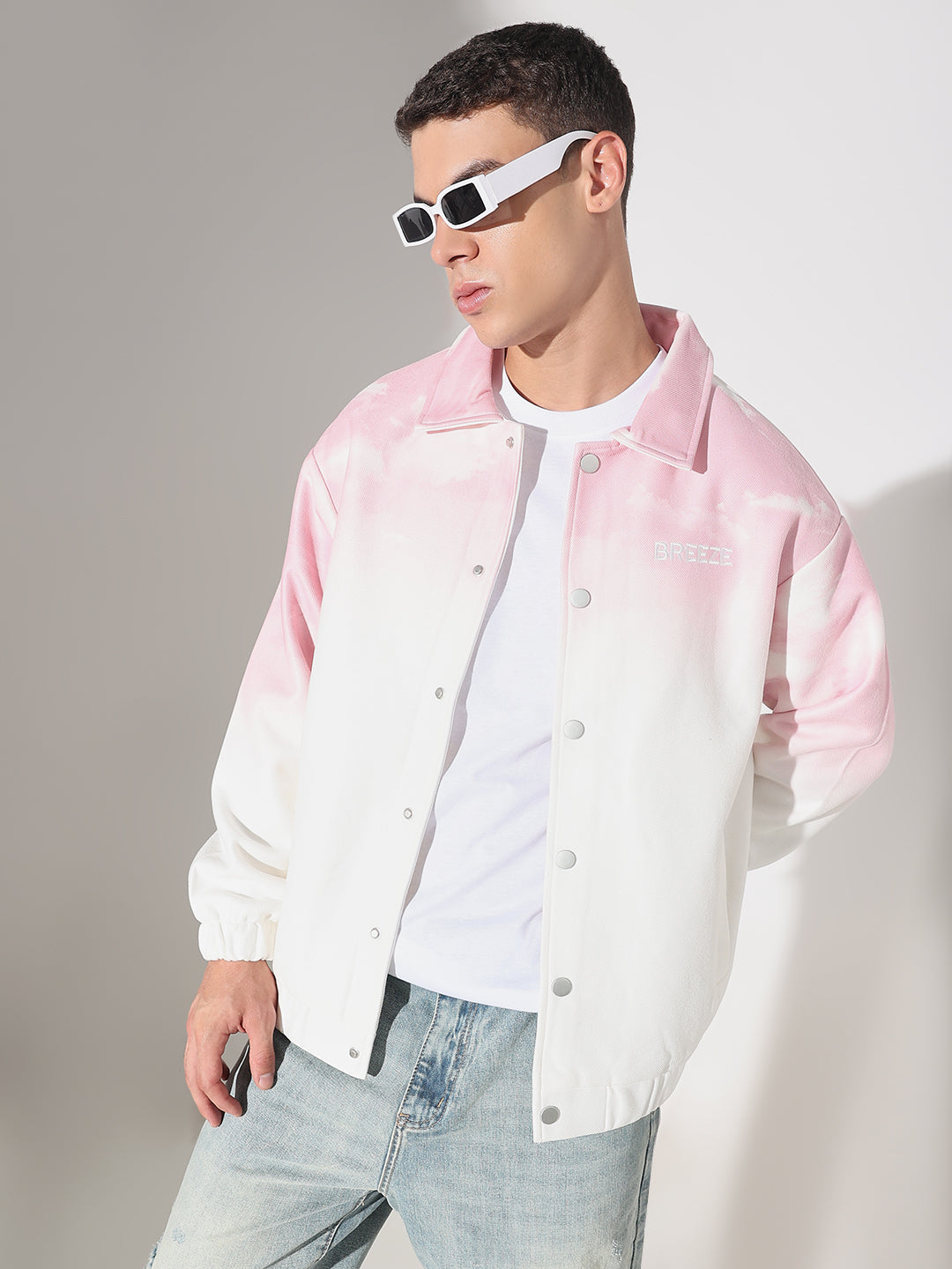 Men's Ombre Pink Button Up Jacket
