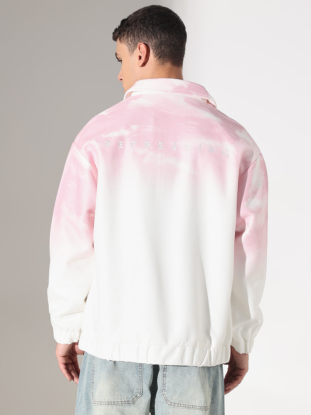 Men's Ombre Pink Button Up Jacket