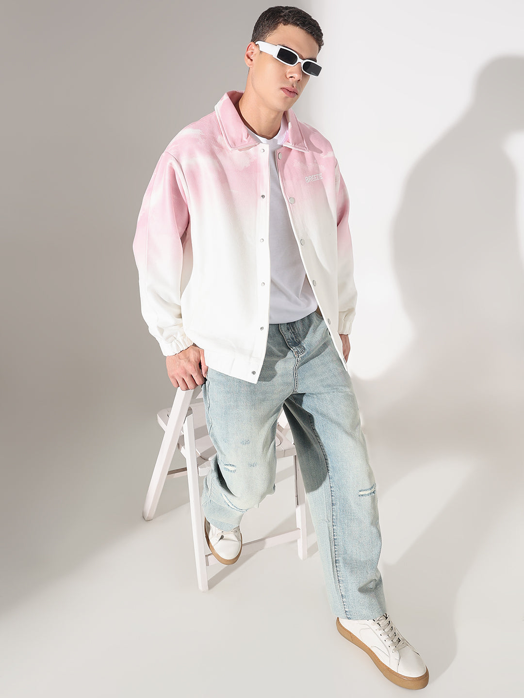 Men's Ombre Pink Button Up Jacket