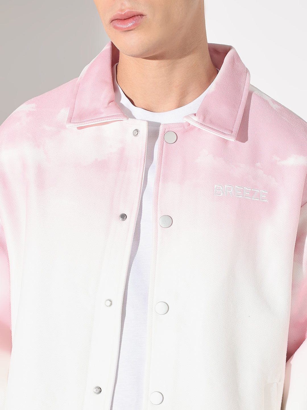Men's Ombre Pink Button Up Jacket