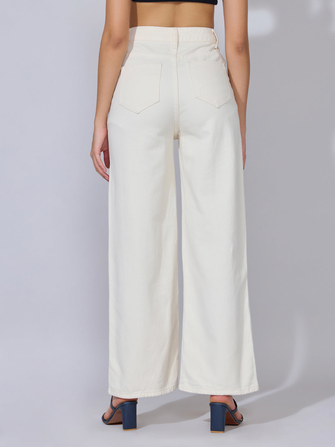 Women's White High-Rise Wide Leg Jeans