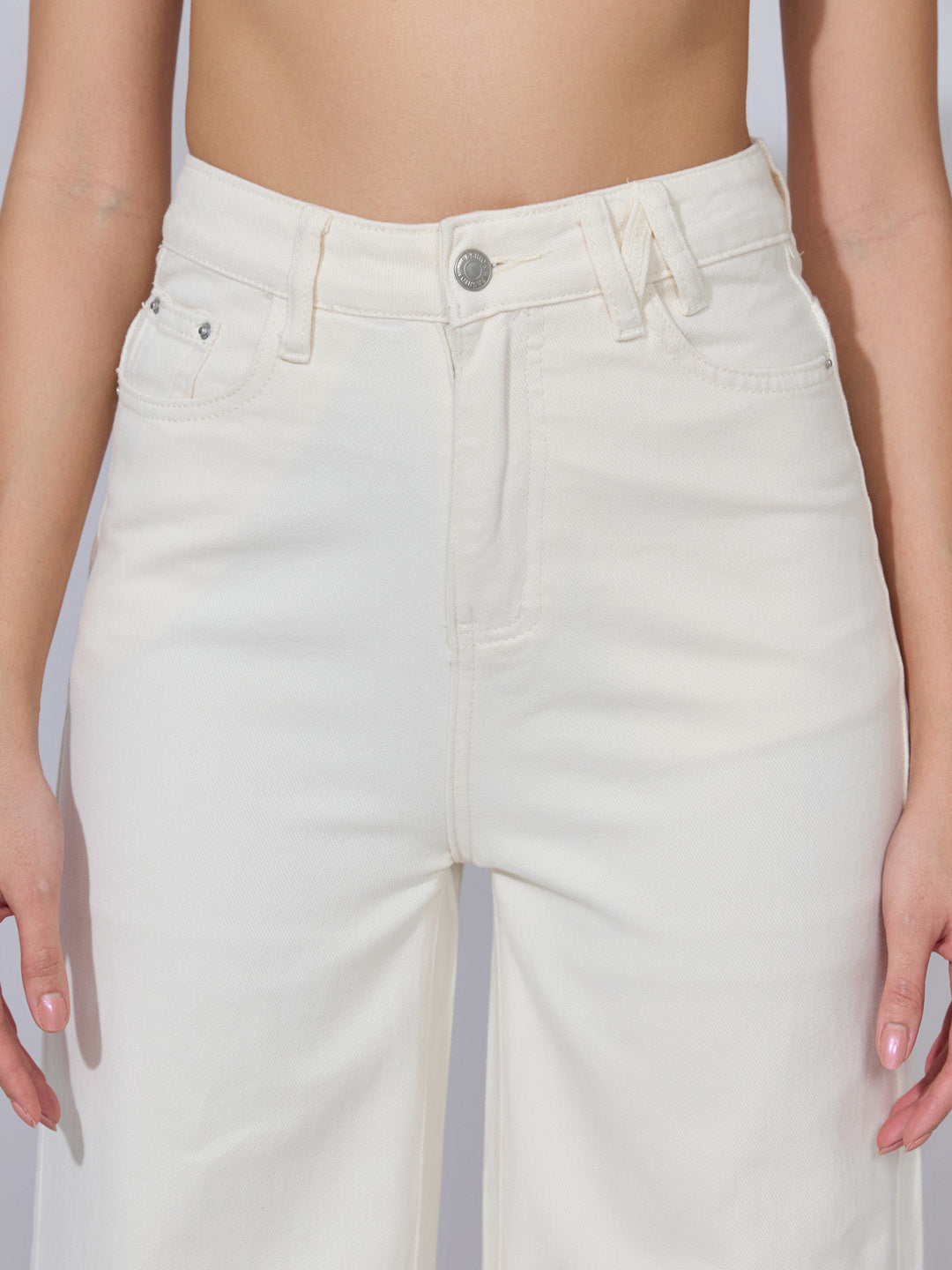 Women's White High-Rise Wide Leg Jeans