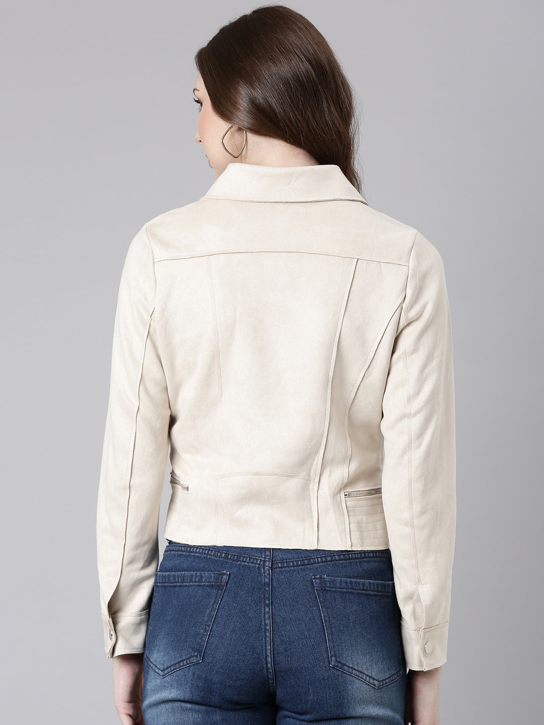 Women Cream Solid Tailored Jacket