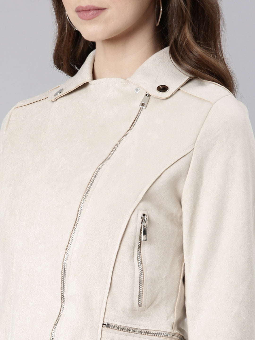 Women Cream Solid Tailored Jacket