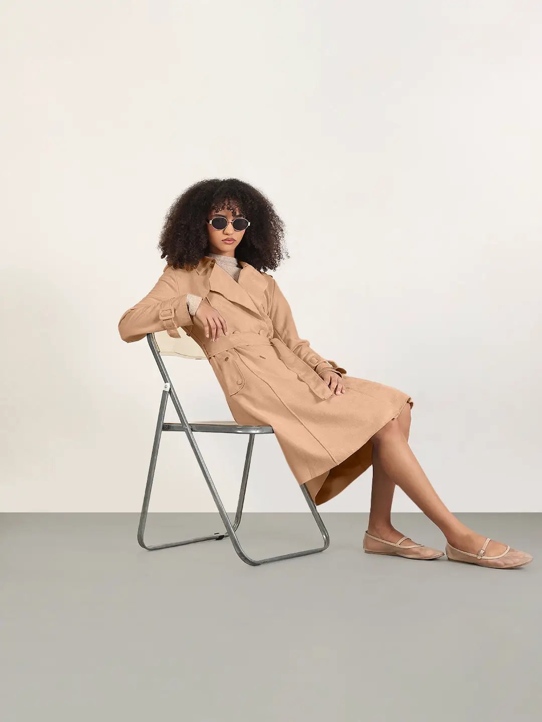 Women's Brown Trench Coat with Belted Waist - from SHOWOFFFF