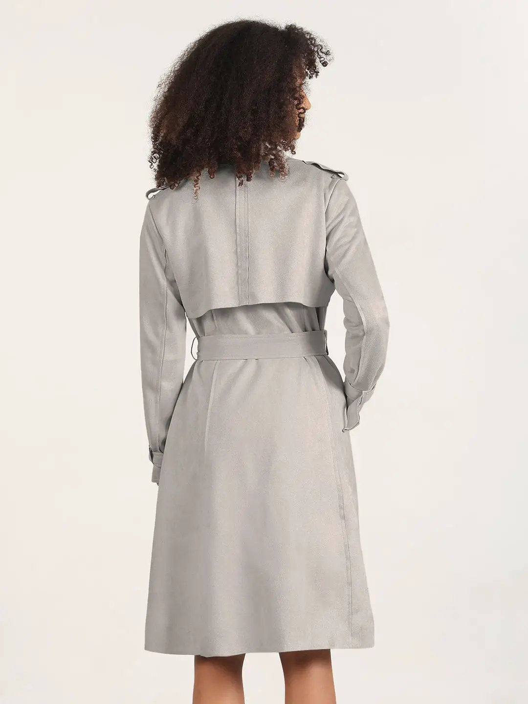 Women's Grey Trench Coat with Belted Waist - Uncategorized from SHOWOFFFF