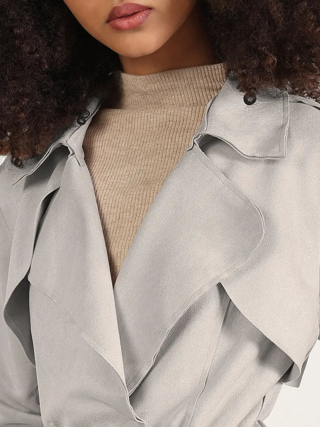 Women's Grey Trench Coat with Belted Waist - Uncategorized from SHOWOFFFF