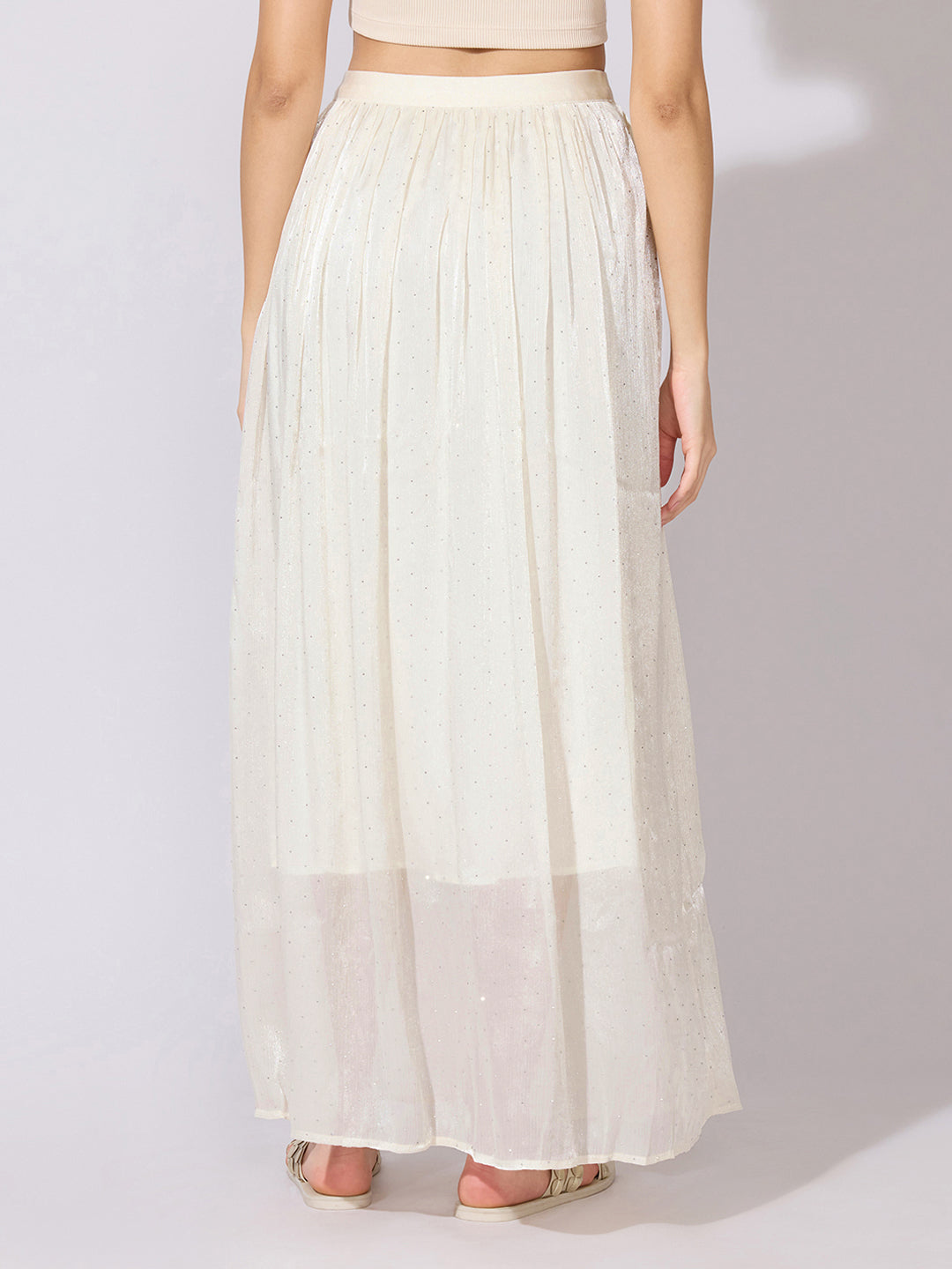 Women's Cream Shimmer Maxi Skirt