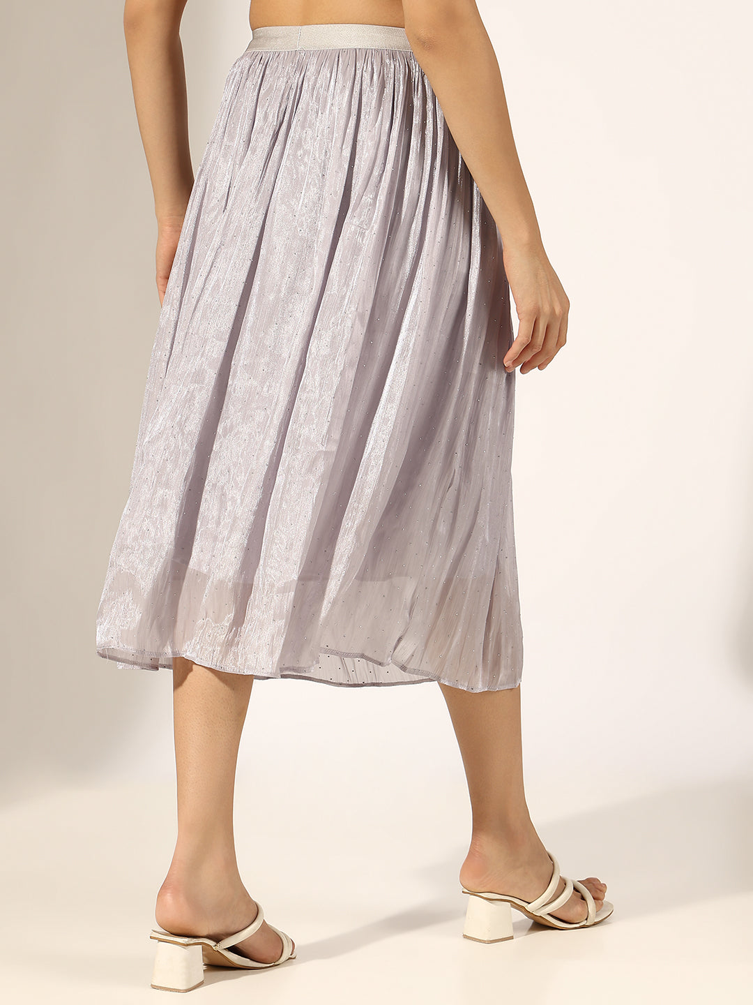 Women's Shimmer Purple Midi Skirt