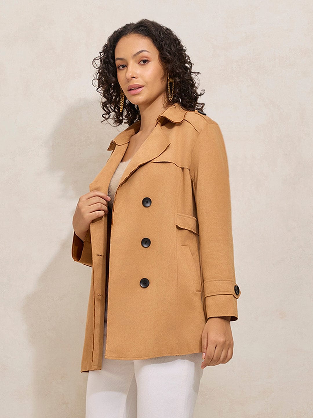 Women's Brown Short Trench Coat