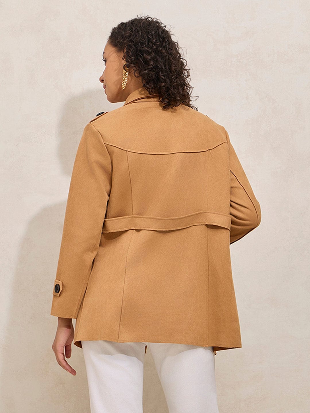 Women's Brown Short Trench Coat