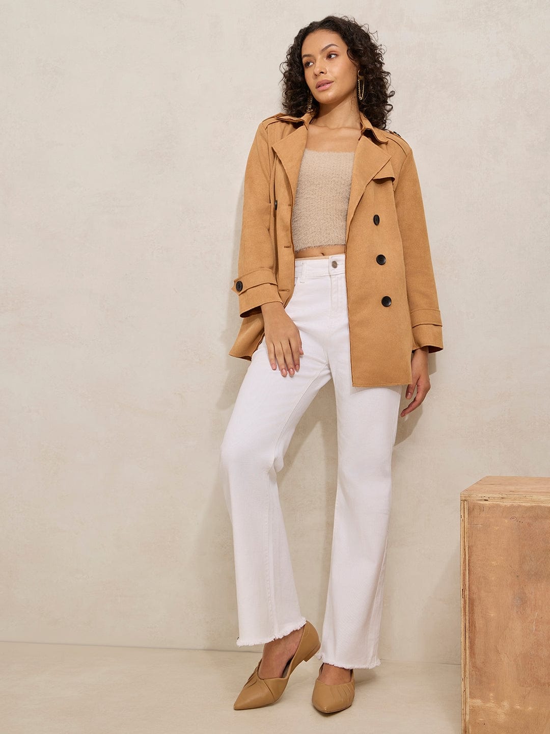 Women's Brown Short Trench Coat