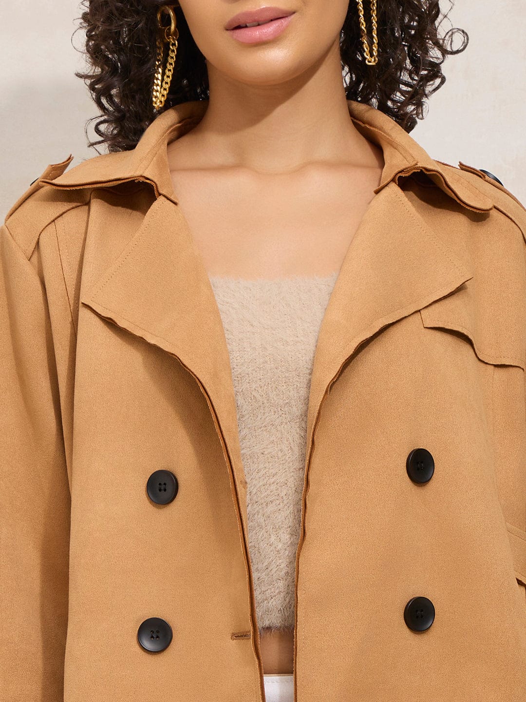 Women's Brown Short Trench Coat