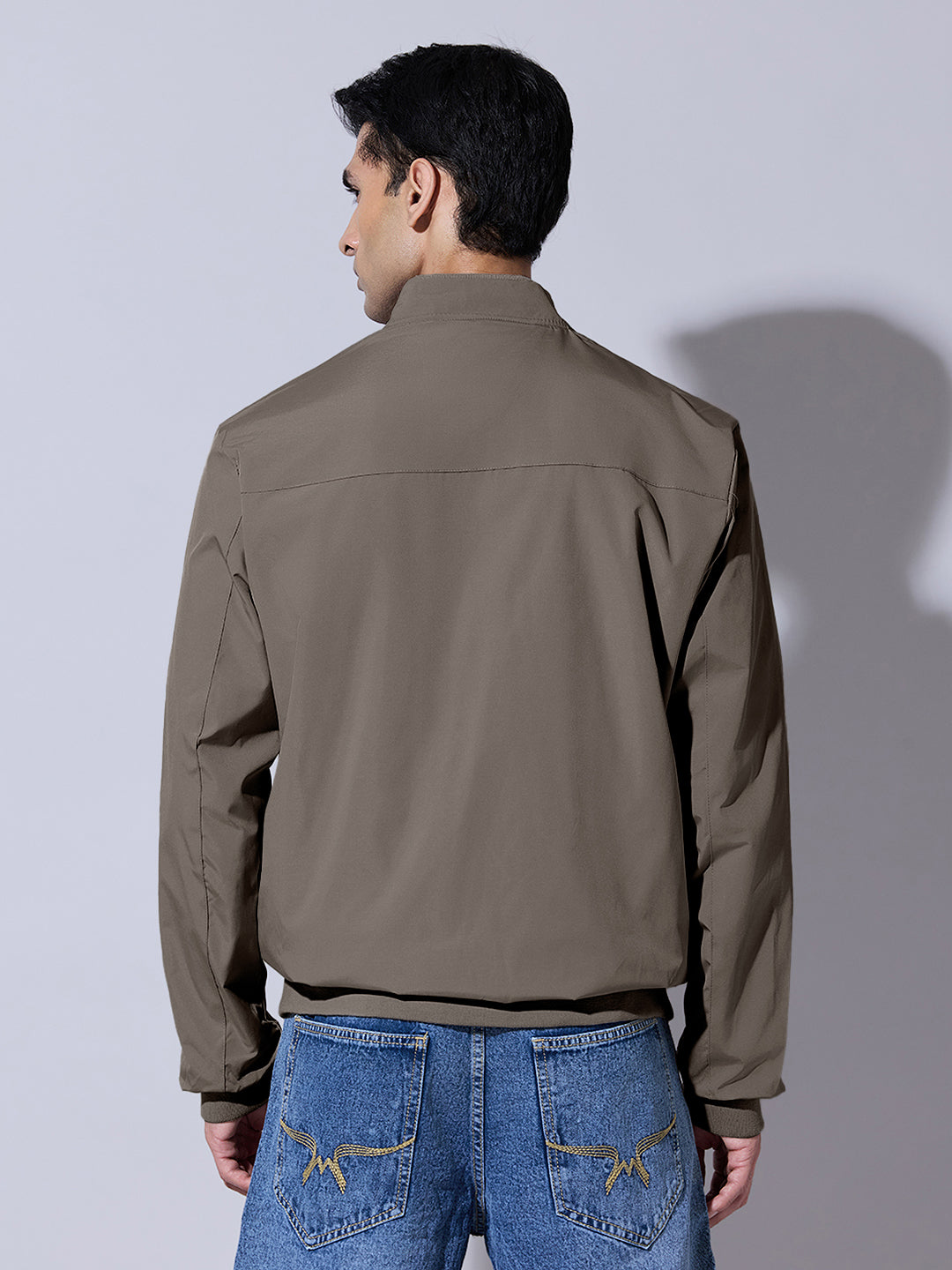 Men's Brown Zip-Up Bomber Jacket