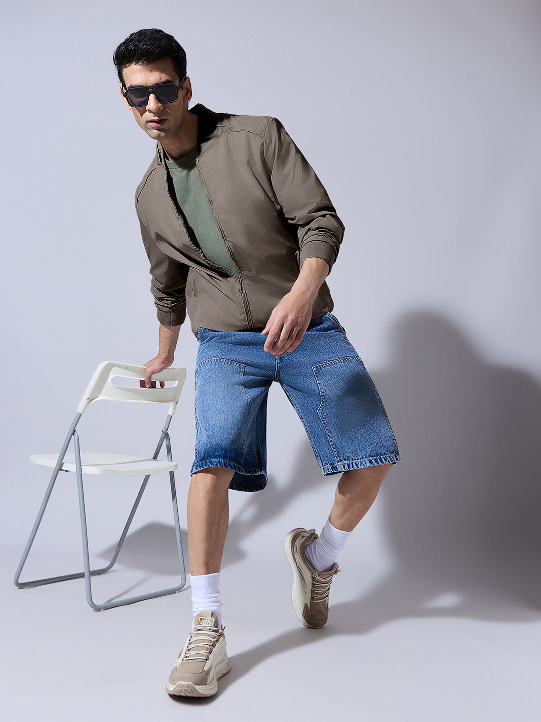 Men's Brown Zip-Up Bomber Jacket