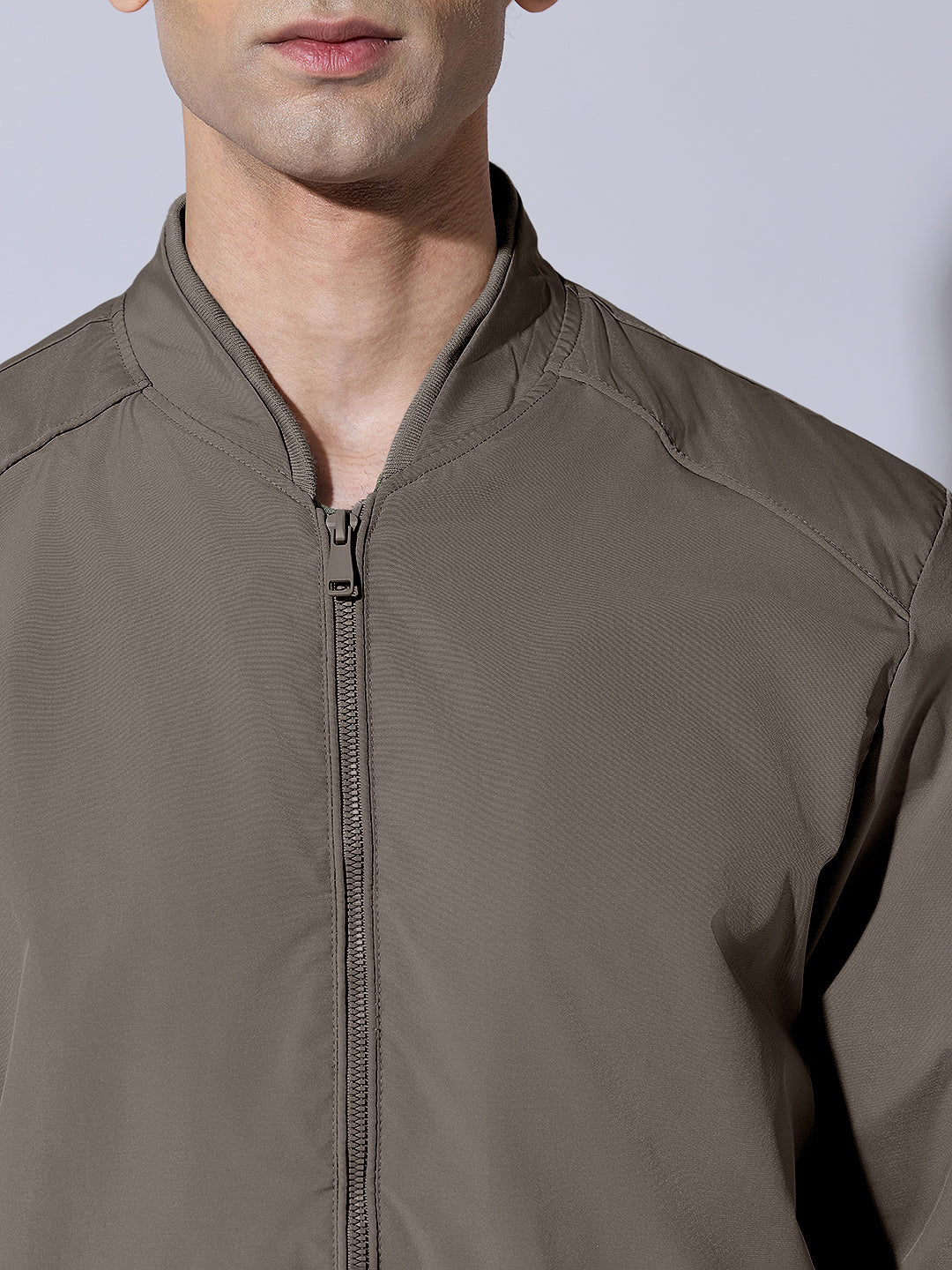 Men's Brown Zip-Up Bomber Jacket