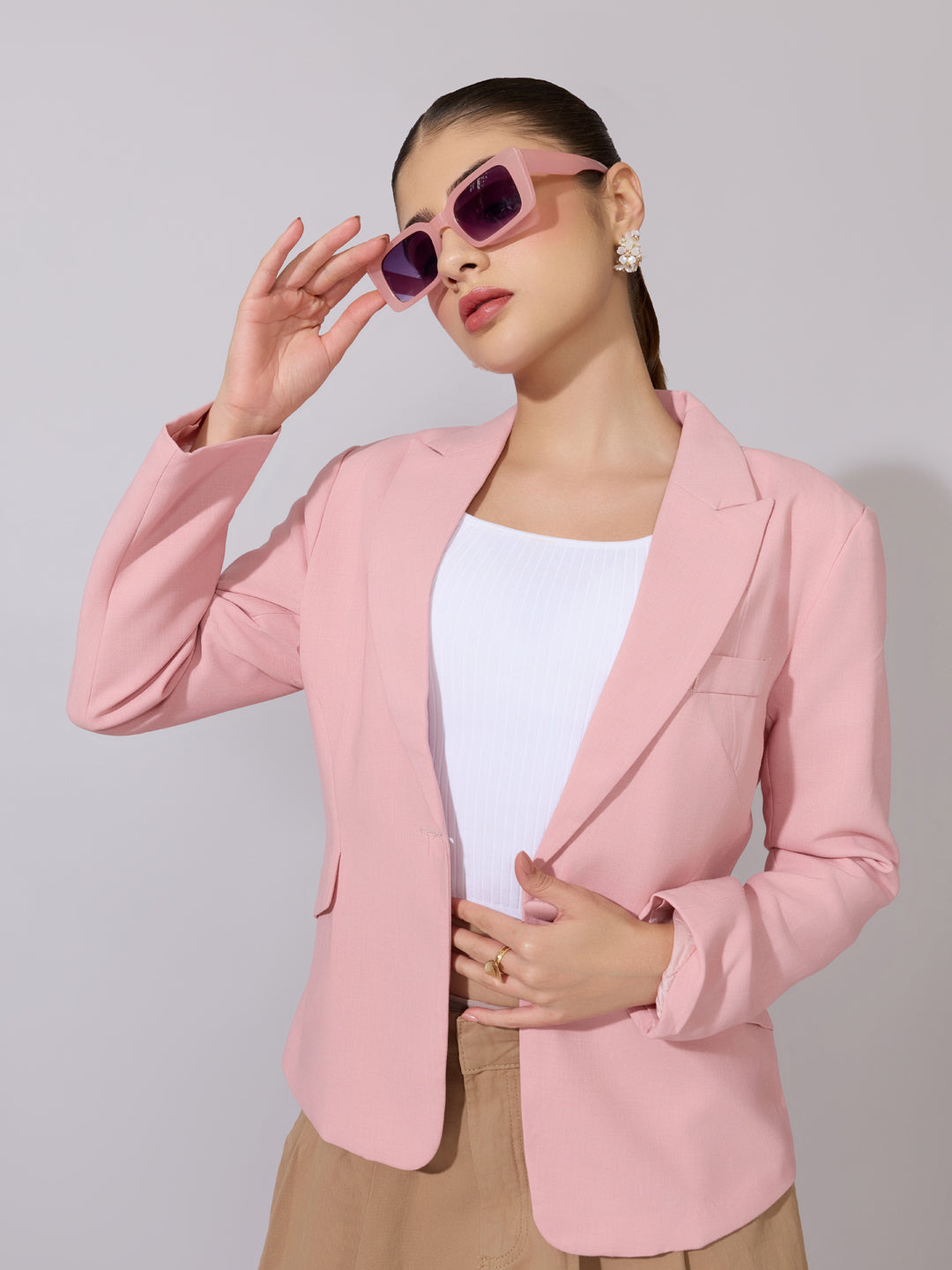 Women's Pink Tailored Fit Blazer