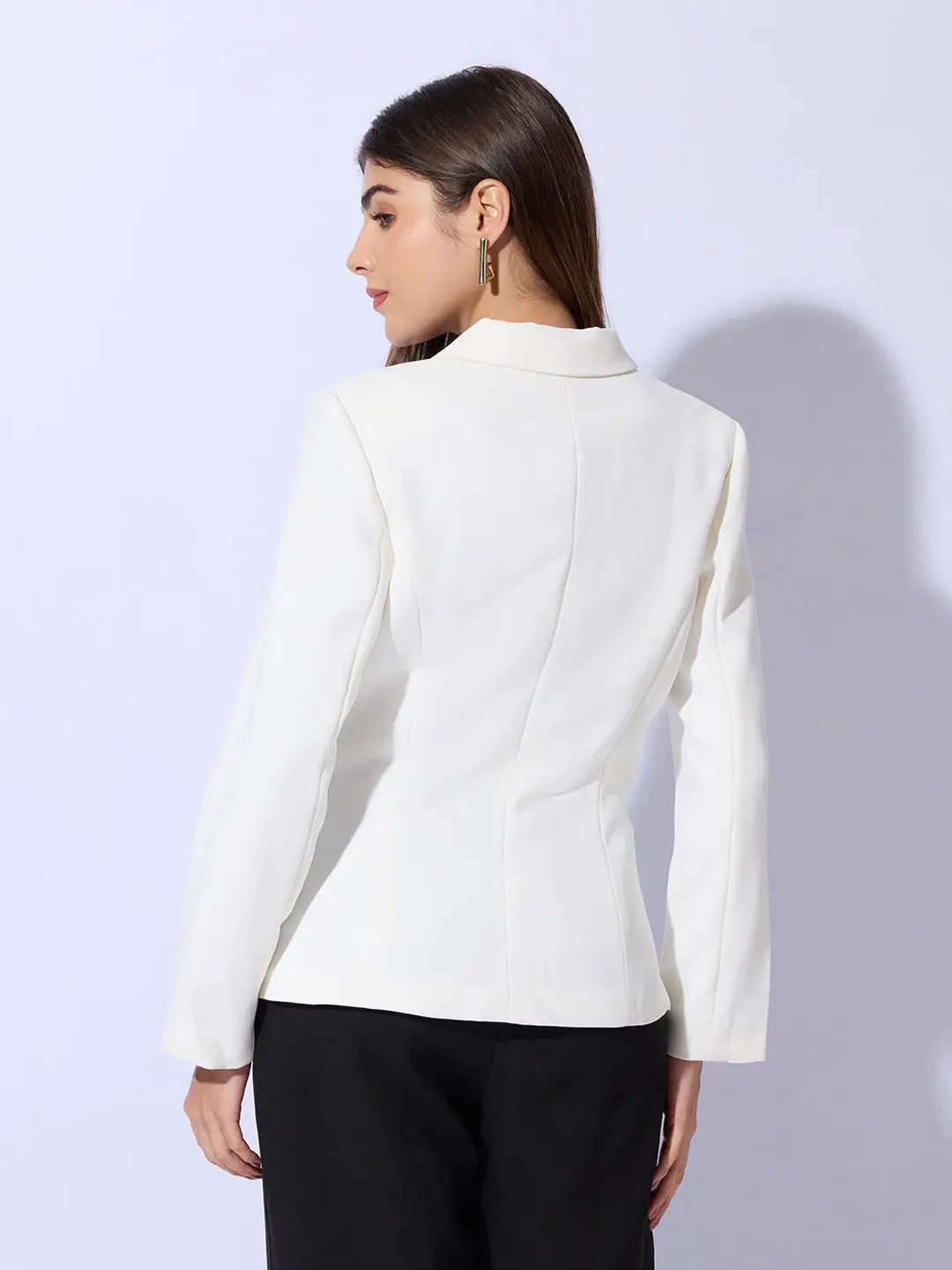 Women's Off White Tailored Blazer with Asymmetric Hem - from SHOWOFFFF