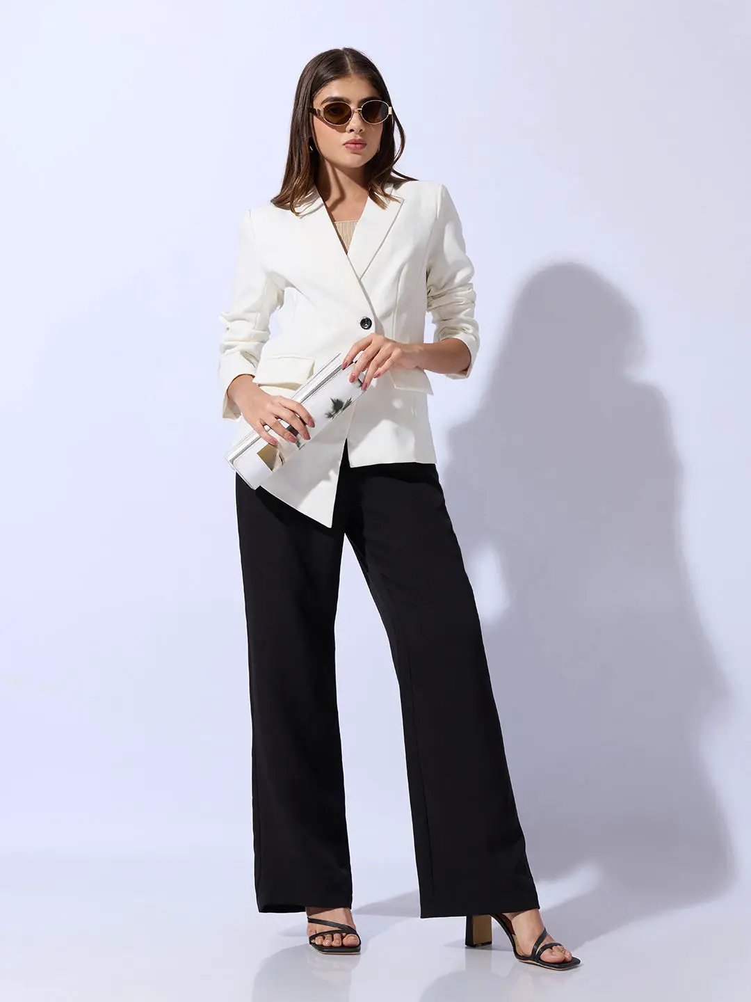 Women's Off White Tailored Blazer with Asymmetric Hem - from SHOWOFFFF