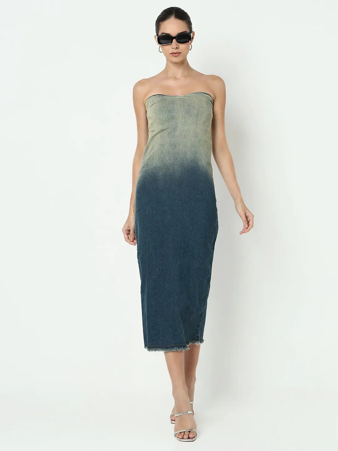 blue ombre bodycon dress Sleeveless High Neck Asymmetric Hem Mini Bodycon Dress In Blue Ombre | EGO US