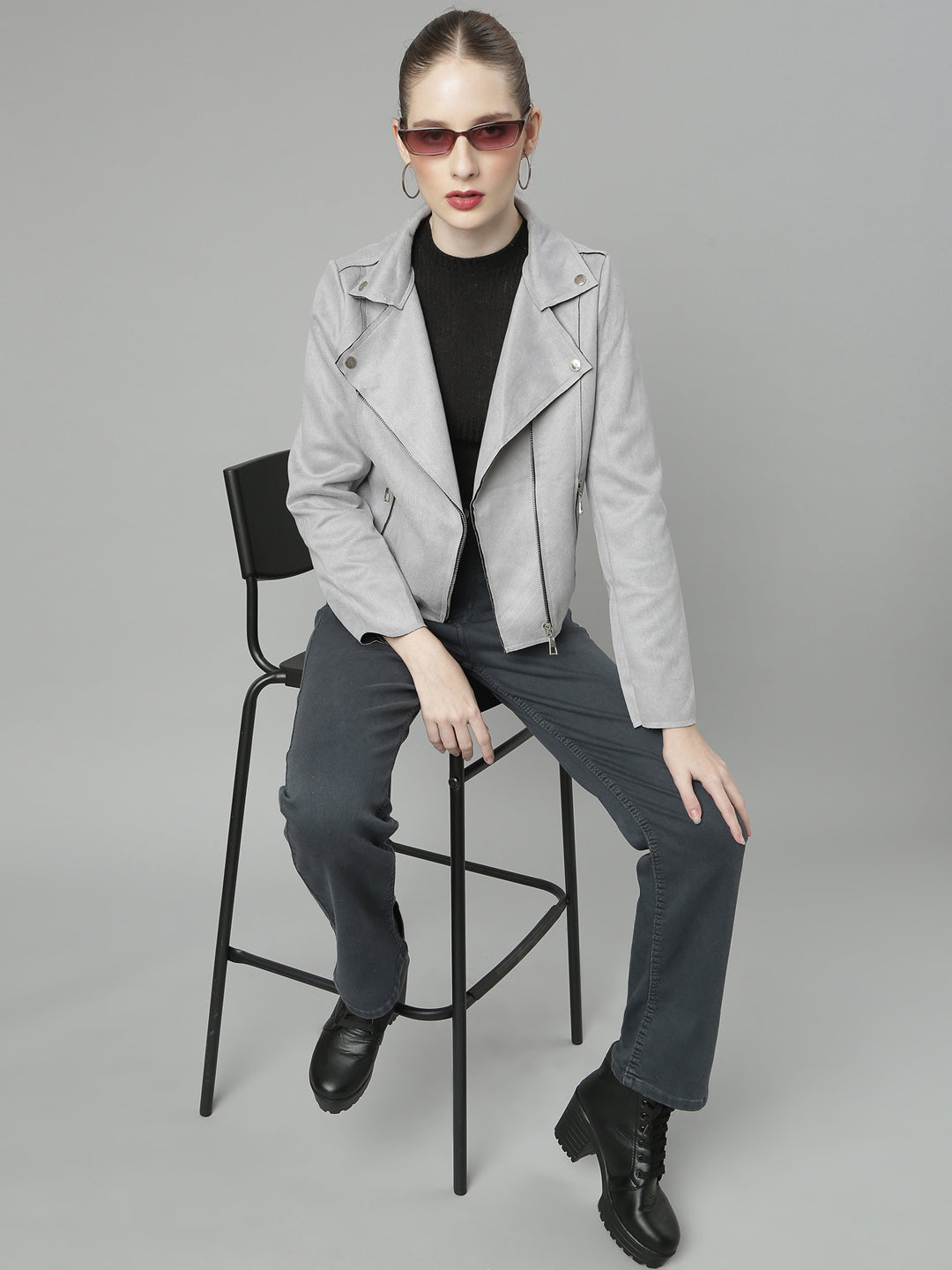 Women Grey Solid Tailored Jacket