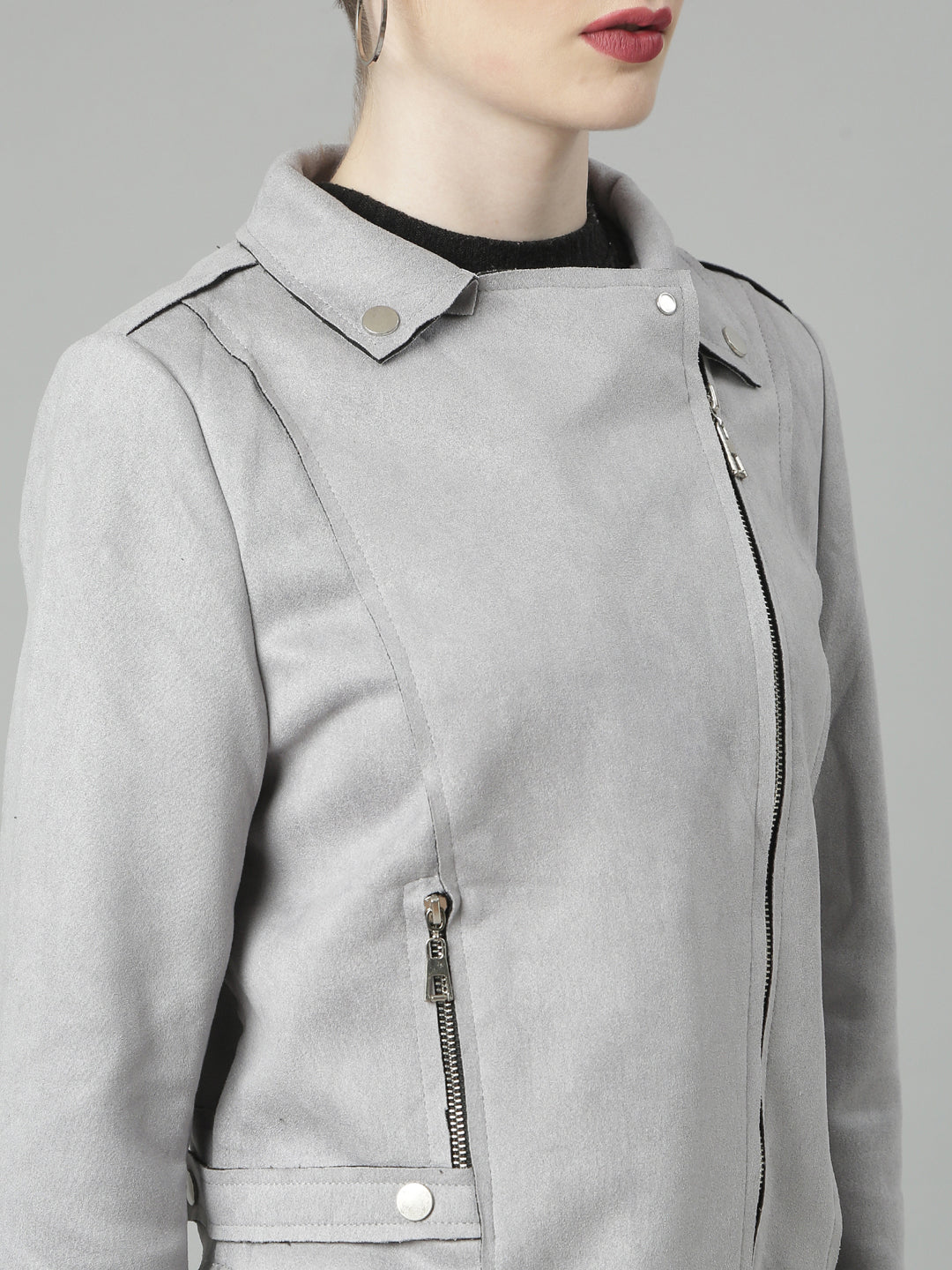 Women Grey Solid Tailored Jacket