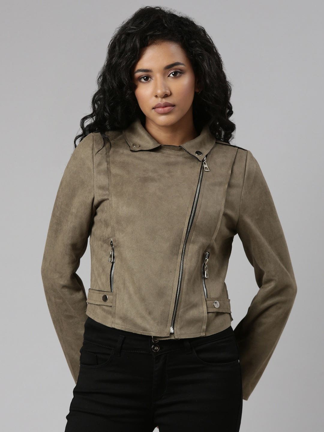 Women Olive Solid Tailored Jacket