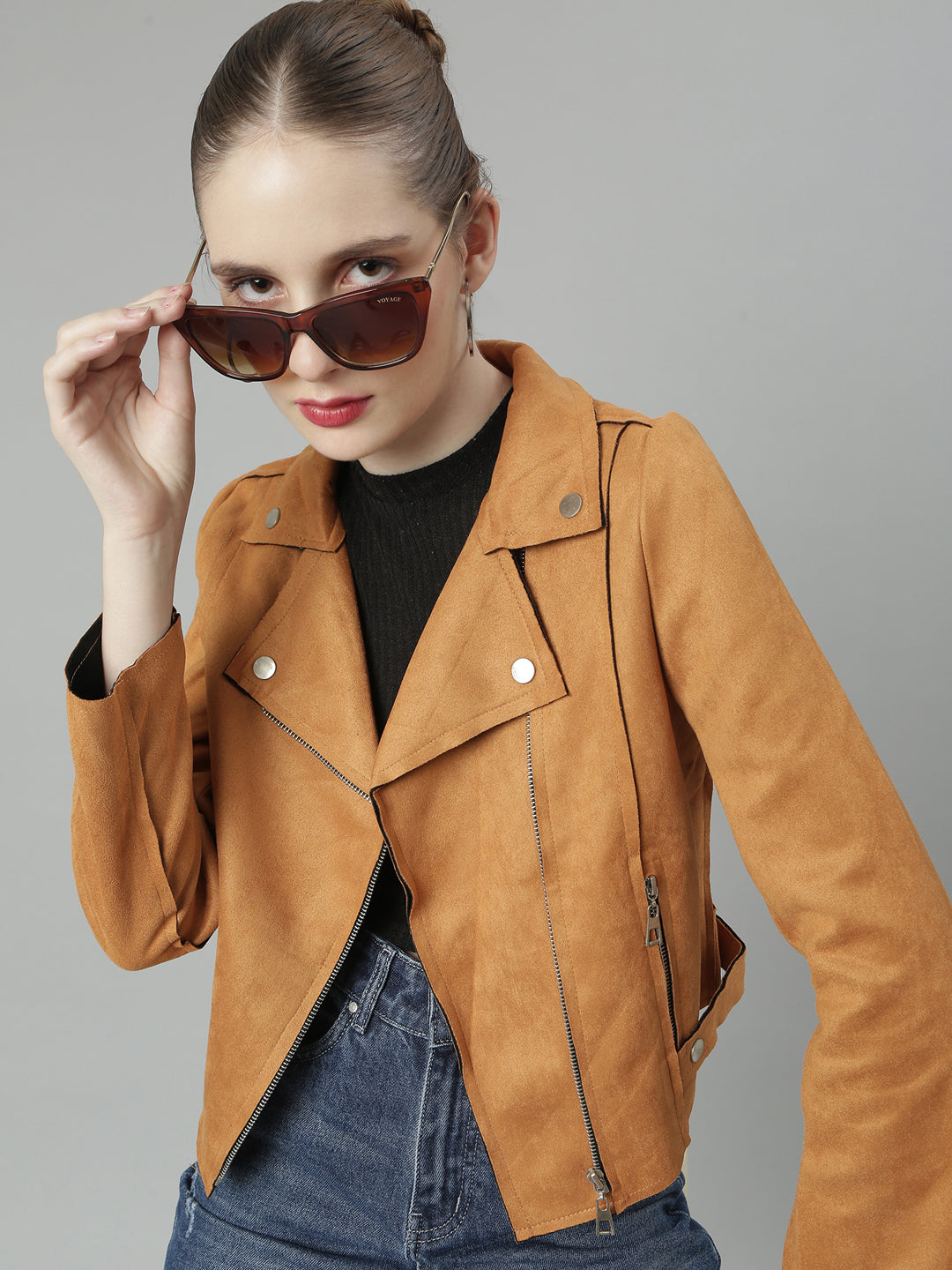 Women Rust Solid Tailored Jacket