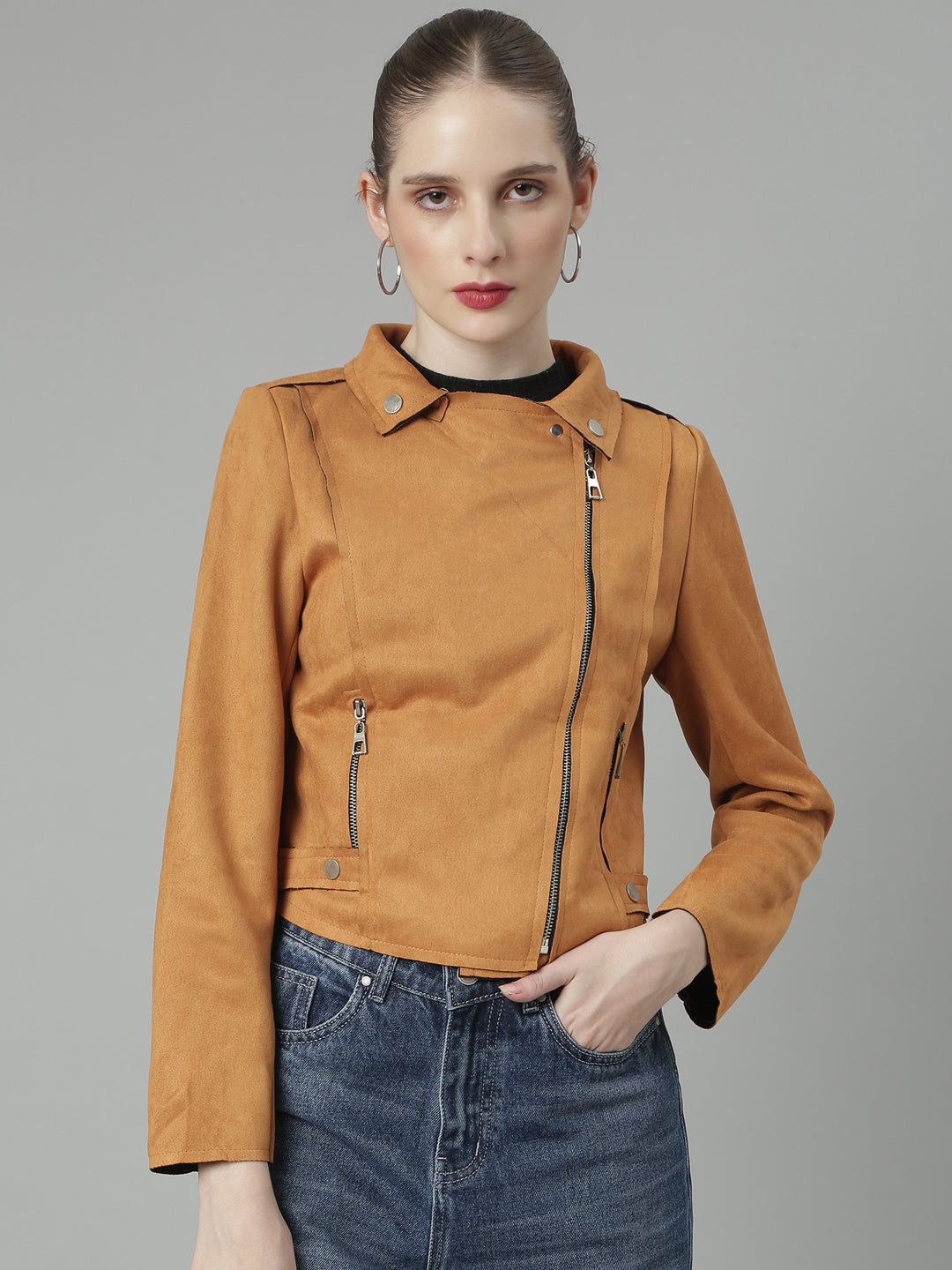 Women Rust Solid Tailored Jacket