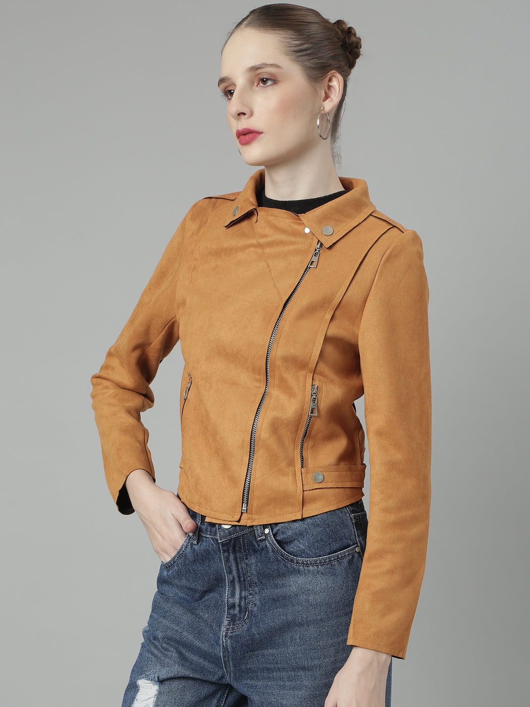 Women Rust Solid Tailored Jacket