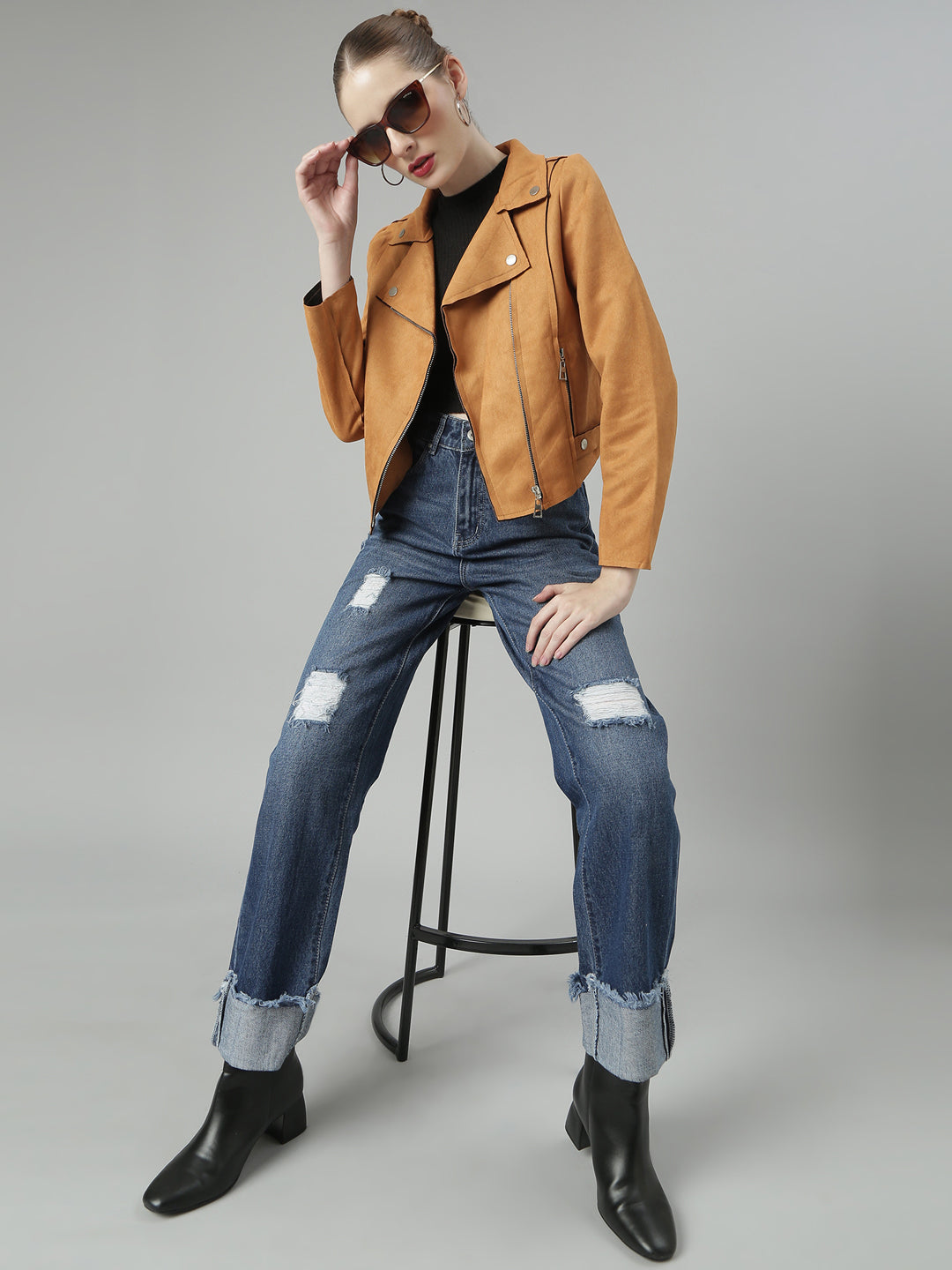 Women Rust Solid Tailored Jacket