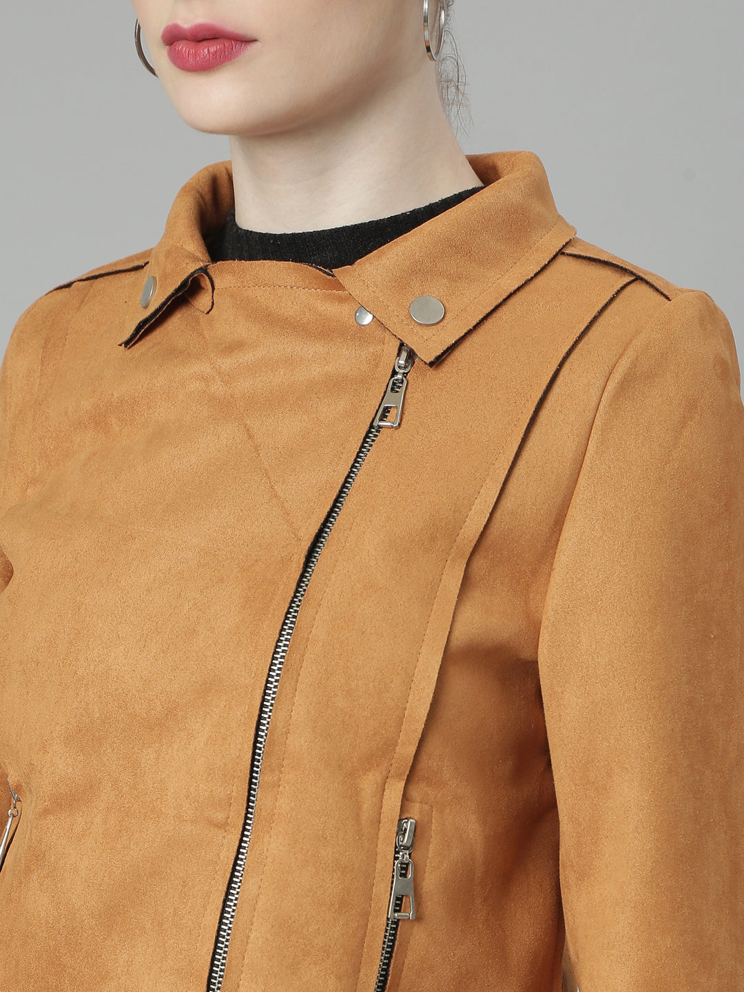 Women Rust Solid Tailored Jacket