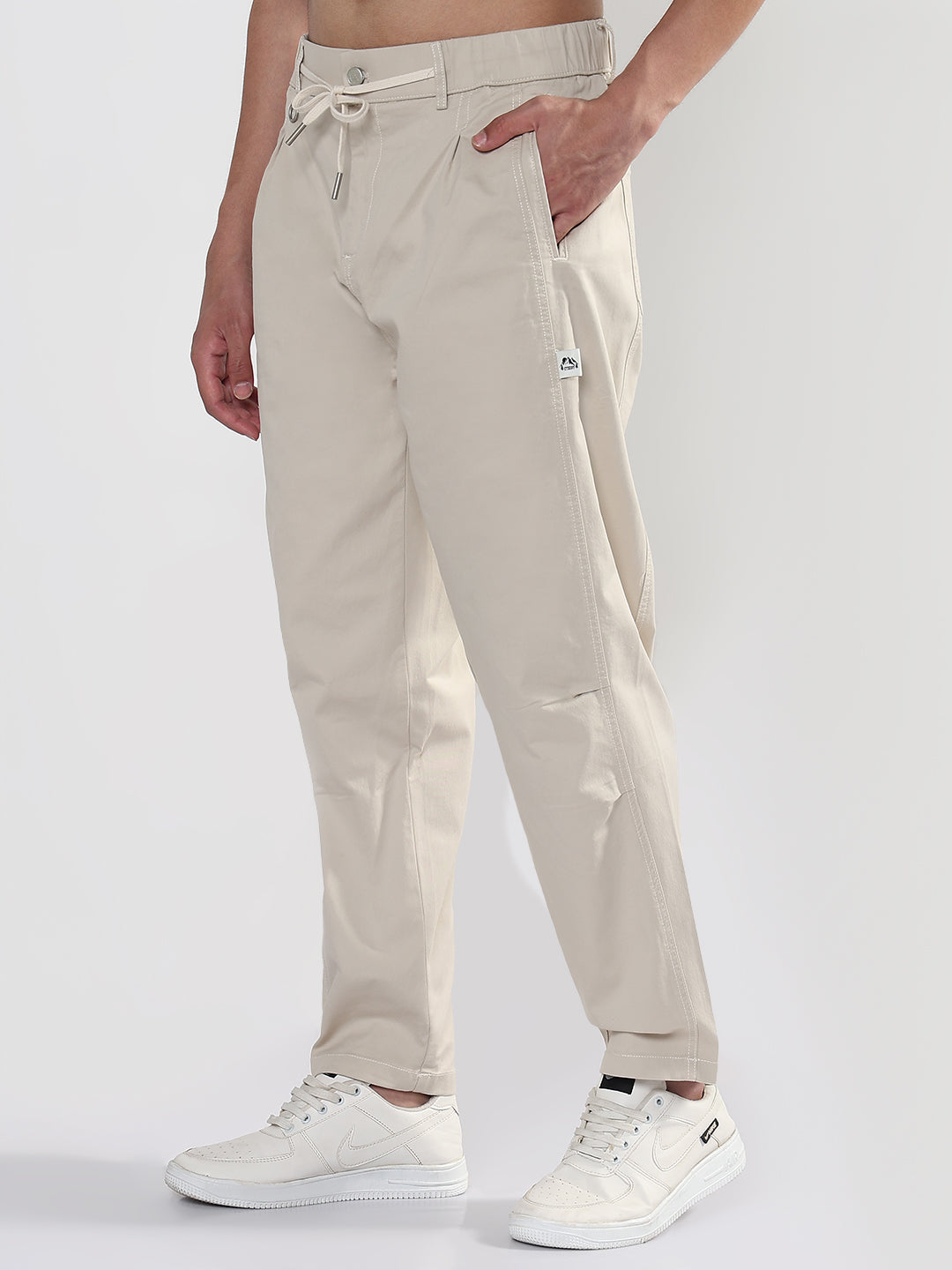 Men's Cream Relaxed Fit Trouser