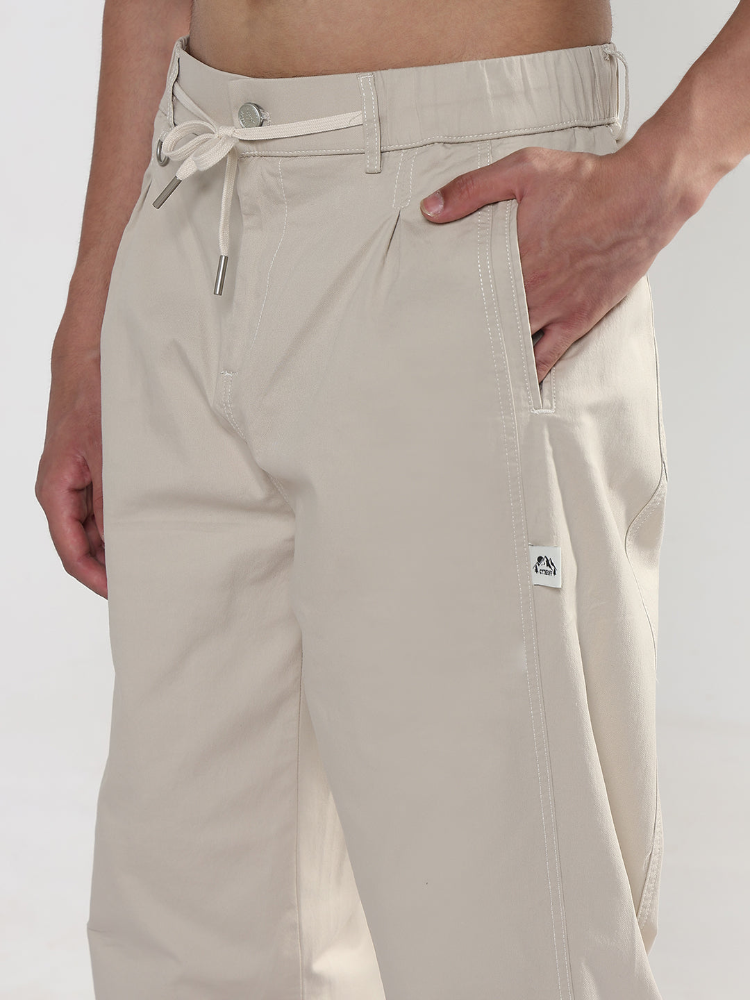 Men's Cream Relaxed Fit Trouser