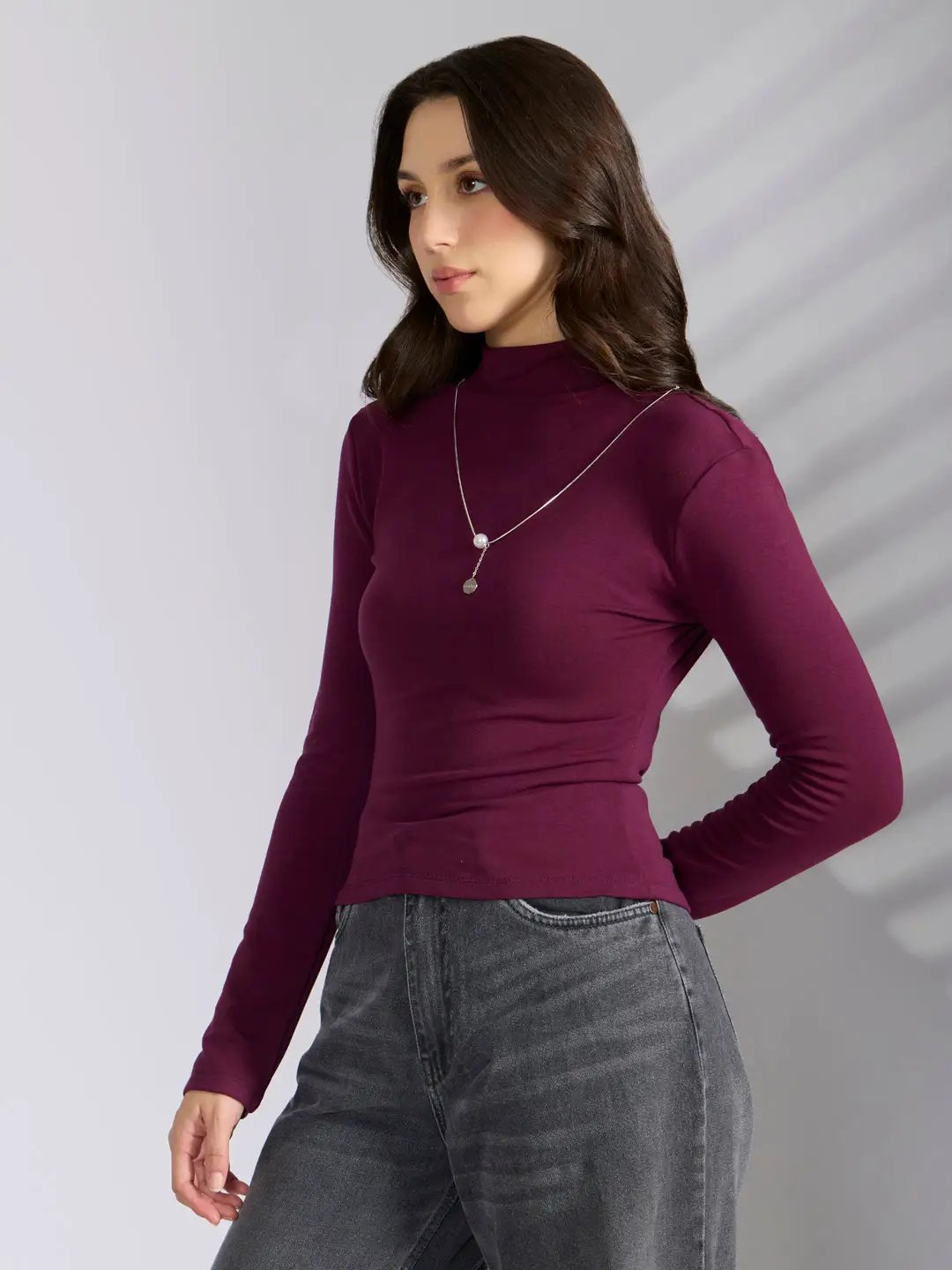 Women's Purple Fitted Ruched Top with Chain - from SHOWOFFFF