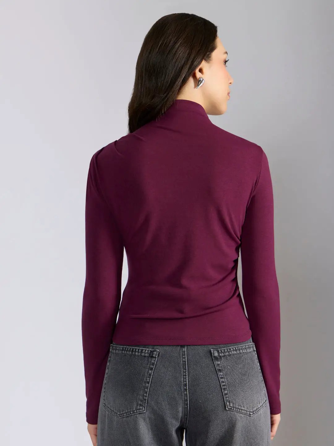 Women's Purple Fitted Ruched Top with Chain - from SHOWOFFFF
