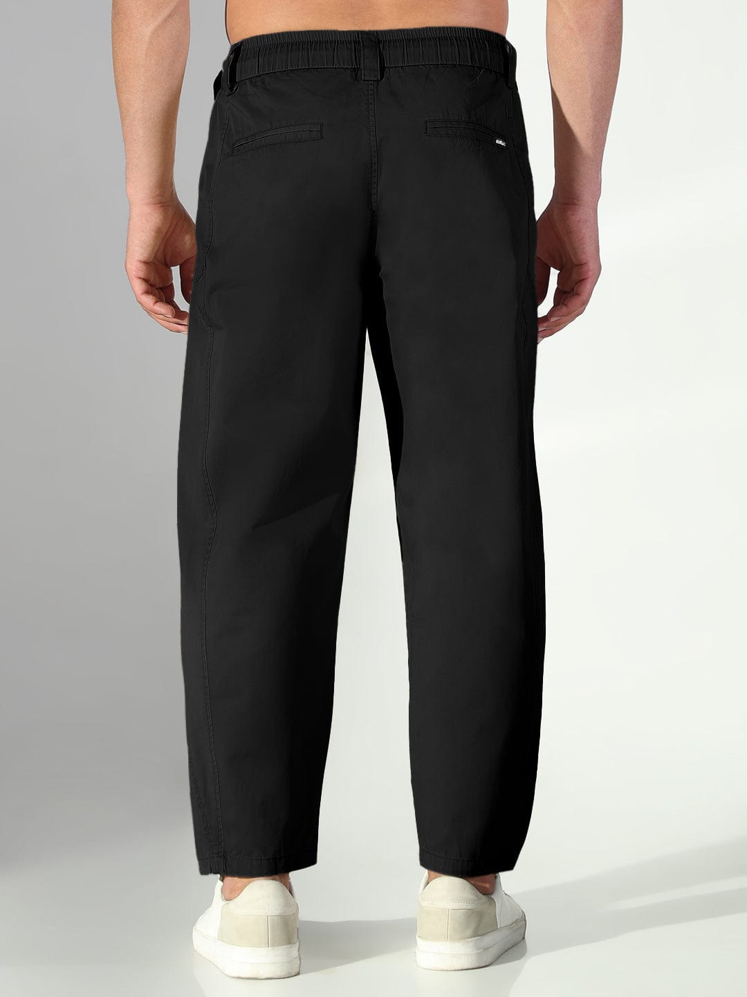 Men's Black Korean Trousers with Drawstrings