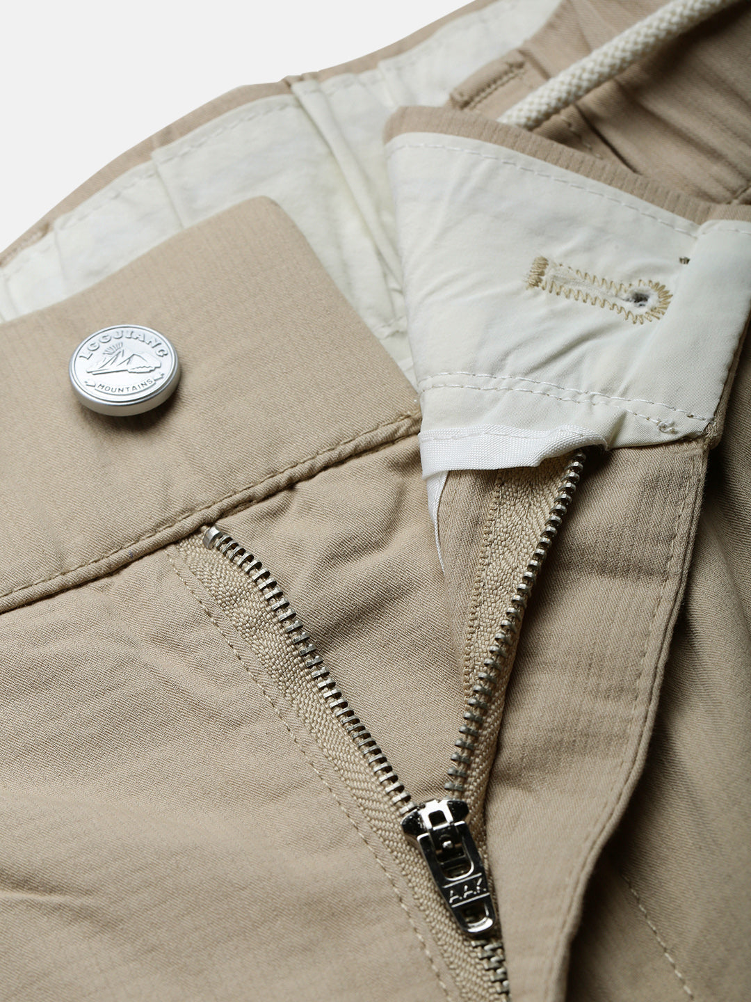 Men's Cotton Beige Relaxed Fit Trousers