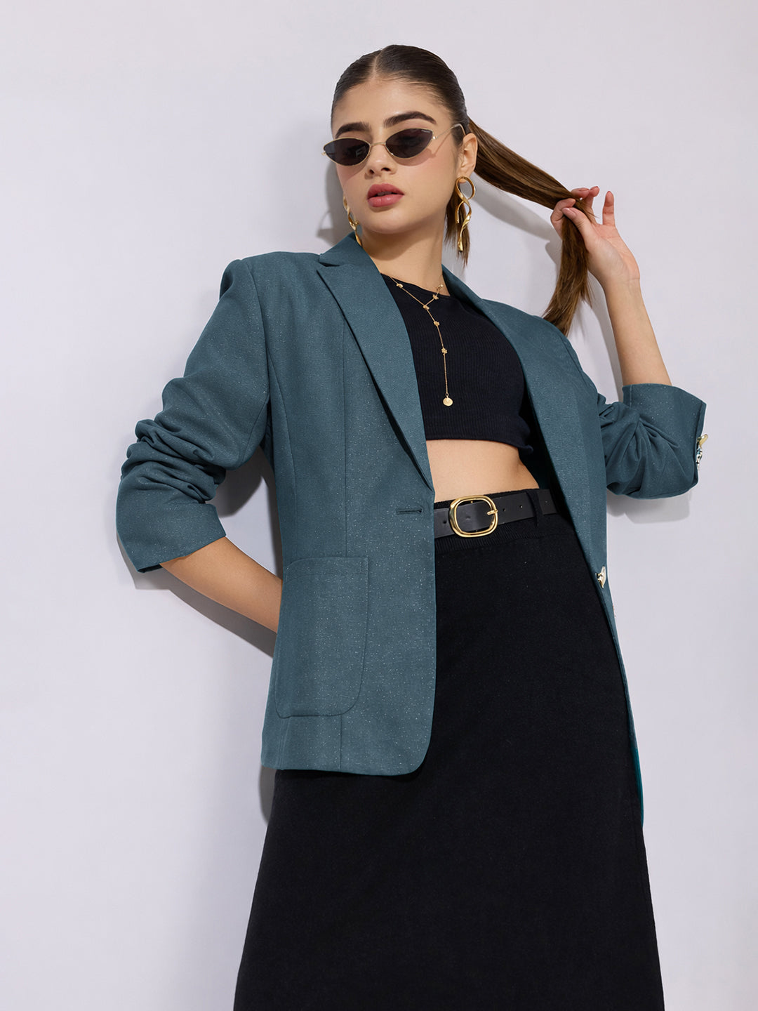 Women's Blue Single Breasted Blazer