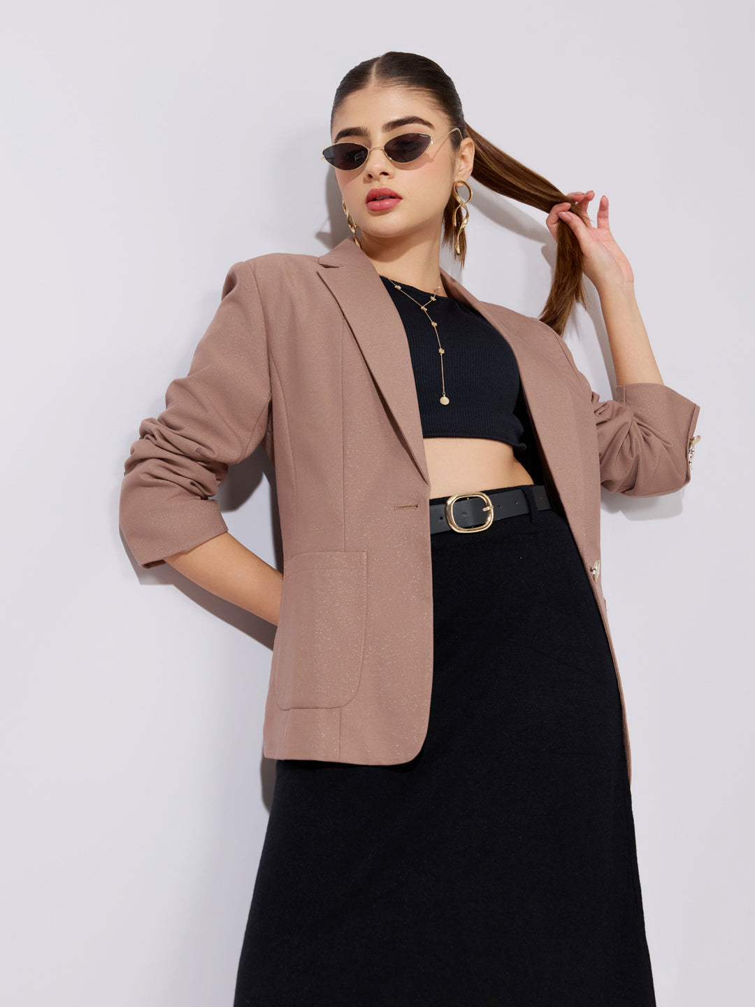 Women's Brown Single Breasted Blazer
